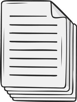Pile of paper documents with lines, sketch style vector