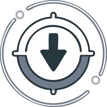 Download target icon with downward arrow in concentric circle for application vector