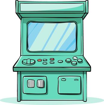 Retro arcade game machine with joystick and buttons for entertainment vector