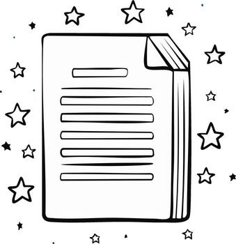 mágico documento con estrellas limítrofe contorno para bosquejo y creativo proyectos vector