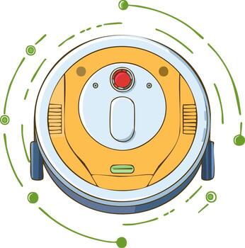 Top view illustration of a smart robot vacuum cleaner with sensing features vector
