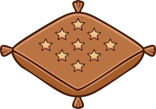 Decorative Square Pillow with Star Pattern and Tassels vector