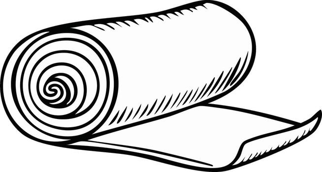 Illustration of a rolled-up rug or mat with one end unrolling vector