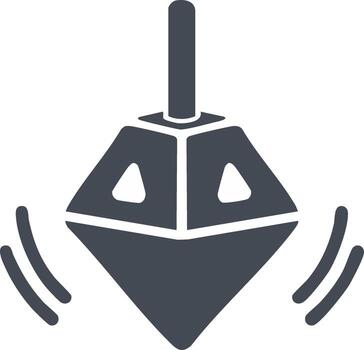 Rotating geometric spinning top with triangle shape in motion. Fun childhood game vector