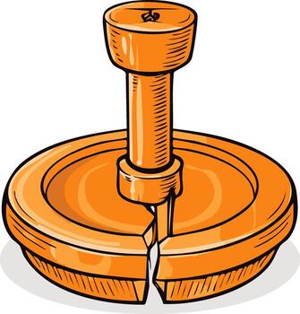 Orange mechanical tool causing a split in a round base illustration vector