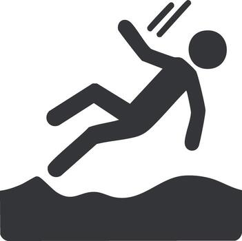 Falling Stick Figure Illustration with Slippery Surface Warning Message vector