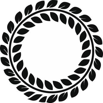 Black leaves arranged in a circular laurel wreath. A simple elegant design element vector