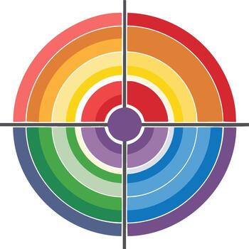 Color Spectrum Graphic with Concentric Arcs and Crosshairs vector