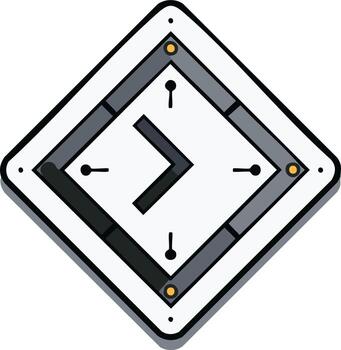 Abstract geometric puzzle board icon with directional arrow and strategic game elements vector