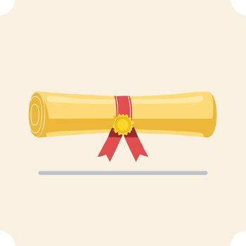 Diploma or Certificate Scroll with Red Ribbon and Seal Illustration vector