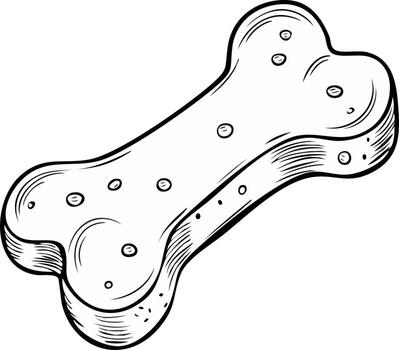 Hand drawn sketch of a dog bone treat with textured shading and small circles vector