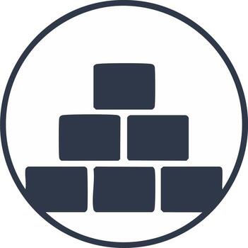 ilustración representando apilado rectangular ladrillos enmarcado dentro un circulo forma sencillo geométrico símbolo vector