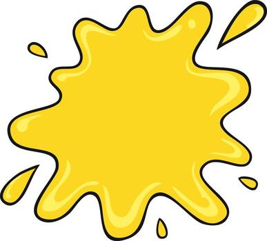 Yellow Liquid Splash Blob with Droplets and Outline vector