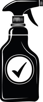 Spray Bottle with Check Mark, Cleaning Solution, Disinfectant, Icon vector