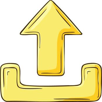 dibujos animados estilo amarillo subir icono con hacia arriba flecha. mano dibujado ilustración para web y aplicaciones vector