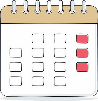 Illustrated Calendar with Marked Days for Appointments and Scheduling Tasks vector