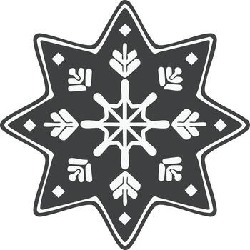 Star-shaped ornament with intricate snowflake and decorative elements vector