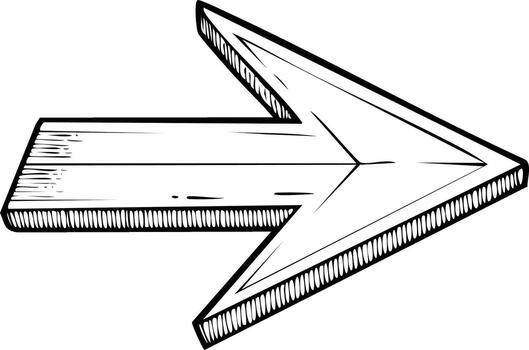 Hand drawn sketch of a wooden arrow pointing to the right with a rough textured finish vector
