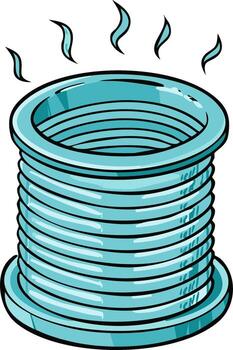 Blue Cartoon Steaming Container with Multiple Ring Layers and Rising Vapors vector