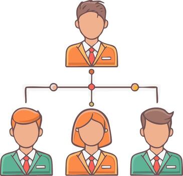 Business Hierarchy Chart Demonstrating Corporate Structure and Organizational Management Connections vector
