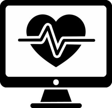 Heart Pulse Symbol on Computer Screen Displaying Vital Sign for Medical Monitoring and Healthcare Technology vector