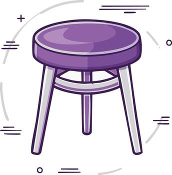 Purple Round Stool with Simple Modern Design and Abstract Circular Elements vector