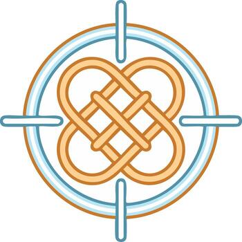 Intricate Woven Knot in Circle Target Celtic Style, Symbolism and Interlocking Loops, Artistic Design Element vector