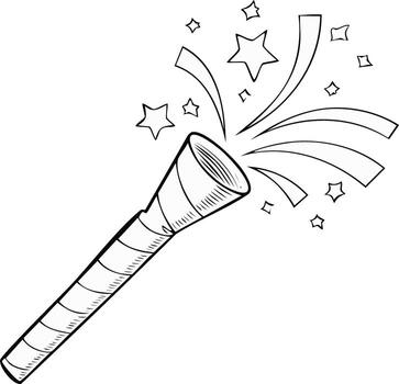 mano dibujado fiesta corchete explotando con festivo papel picado serpentinas y estrella formas vector