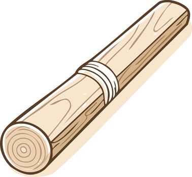 antiguo arrollado papiro o de madera Desplazarse atado con un sencillo cuerda ilustración vector