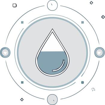 Stylized water drop icon within an abstract circular graphic vector