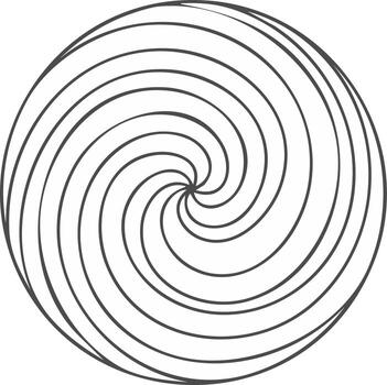Black Circular Spiral Shape with Linear Pattern on White Background vector