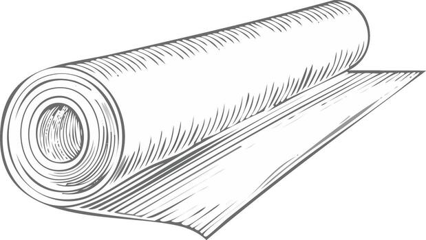 A roll of carpet is shown in a sketch vector