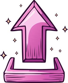 Stylized Upload Arrow Shiny Pink Directional Symbol with Sparks for Web Graphics vector