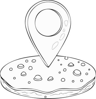 Map Pointer on Round Surface Line Art Illustration for Location and Navigation vector