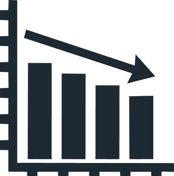 Declining Bar Graph with Arrow Illustrating Downward Trend in Performance vector