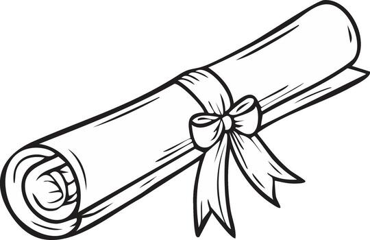 A scroll with a ribbon and a bow on it vector