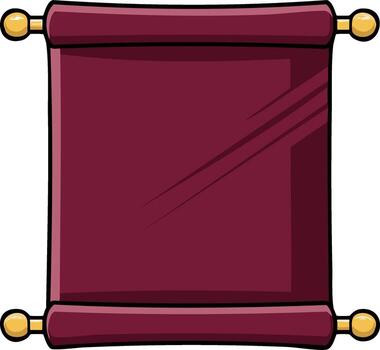 Cartoon illustration of a blank ancient maroon scroll for a message or decree vector