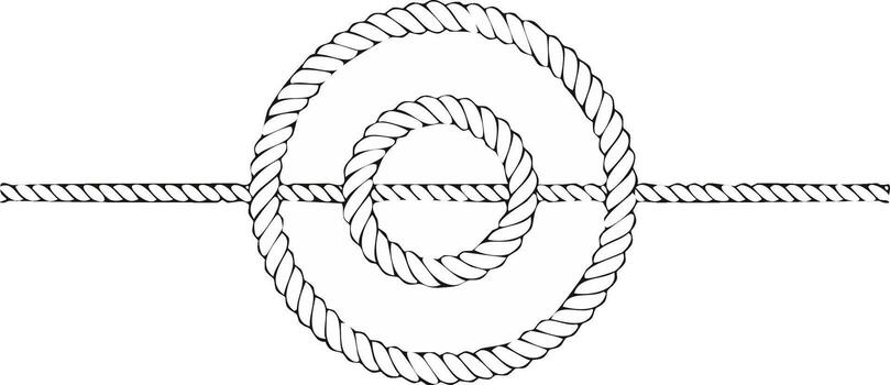 Abstract rope element design of intersecting circles and lines vector