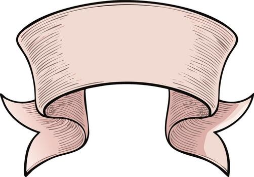 Rose Pink Ribbon Banner Scroll with Shading and Tails Graphic Element Design vector