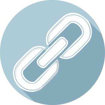 minimalista blanco cadena enlace icono en ligero azul circulo con plano sombra para web conectividad vector