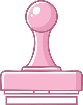 Cartoon Pink Rubber Stamp with Round Handle and Rectangular Base vector