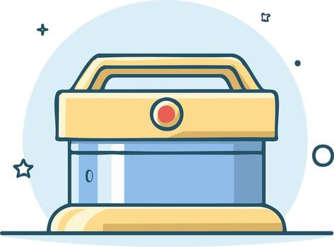 Flat design cartoon of a portable water dispenser jug with a handle and power button vector