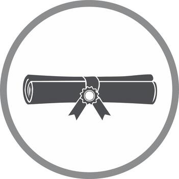 Diploma Scroll Icon Graduation Certificate with Ribbon Seal in Circle Frame Design Element vector