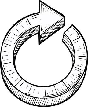 Circular Arrow Graphic Hand Drawn Style Indicating Direction Change Refresh Rotation vector