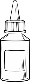 Hand drawn illustration of a glue bottle with a pointed applicator tip and ribbed cap vector