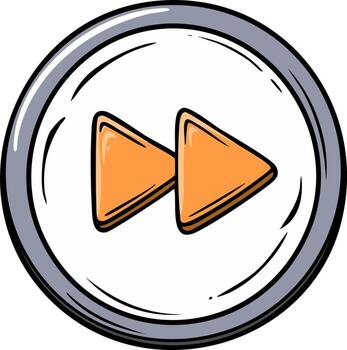 Hand drawn fast forward button icon for media player controls in a playful cartoon style vector
