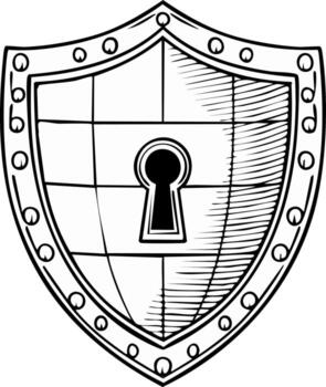 Shield with Keyhole Illustration Security Concept Protecting Information Cyber Safety Lock Data Access Safeguard vector