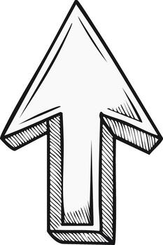 Upward Directional Pointer Hand Drawn Arrow Design Element vector
