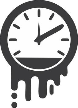 Melting Clock Symbolizing Time Passing or Time Warp vector