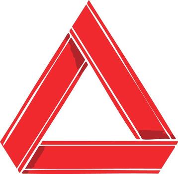 Abstract Red Triangle Shape Illusion Impossible Geometric Design vector